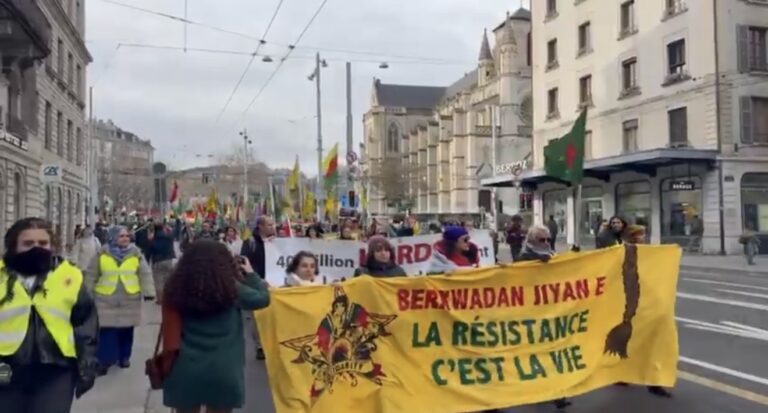 Cenevre’de binlerce kişi Rojava’ya destek için yürüdü