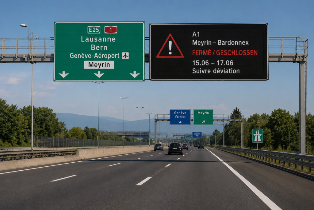 G7 nedeniyle A1 otoyolunun Meyrin–Bardonnex hattı 72 saat kapatılacak